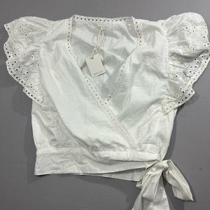 White Eyelet Wrap Blouse